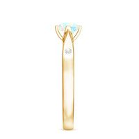 Natural Solitaire Ethiopian Opal Promise Ring with Diamond