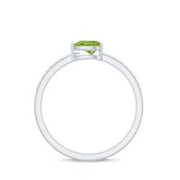 Natural 1 Carat Pear Shape Peridot Engagement Ring with Diamond