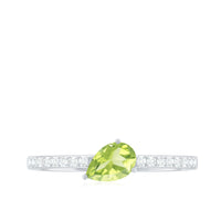 Natural 1 Carat Pear Shape Peridot Engagement Ring with Diamond