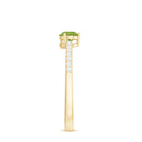 Natural 1 Carat Pear Shape Peridot Engagement Ring with Diamond
