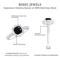 Vintage Inspired Black Onyx and Diamond Halo Engagement Ring