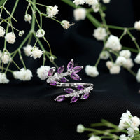 Nature Inspired Amethyst Diamond Cocktail Ring