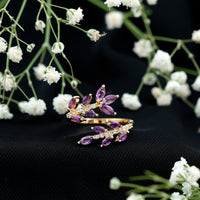 Nature Inspired Amethyst Diamond Cocktail Ring