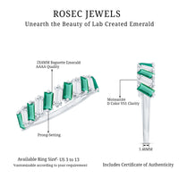 Certified Baguette Lab Grown Emerald Wedding Anniversary Band Ring