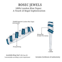 London Blue Topaz and Moissanite Baguette Eternity Ring