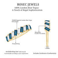 London Blue Topaz and Moissanite Baguette Eternity Ring
