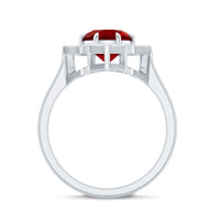 Round Cut Lab Created Ruby and Diamonds Statement Ring