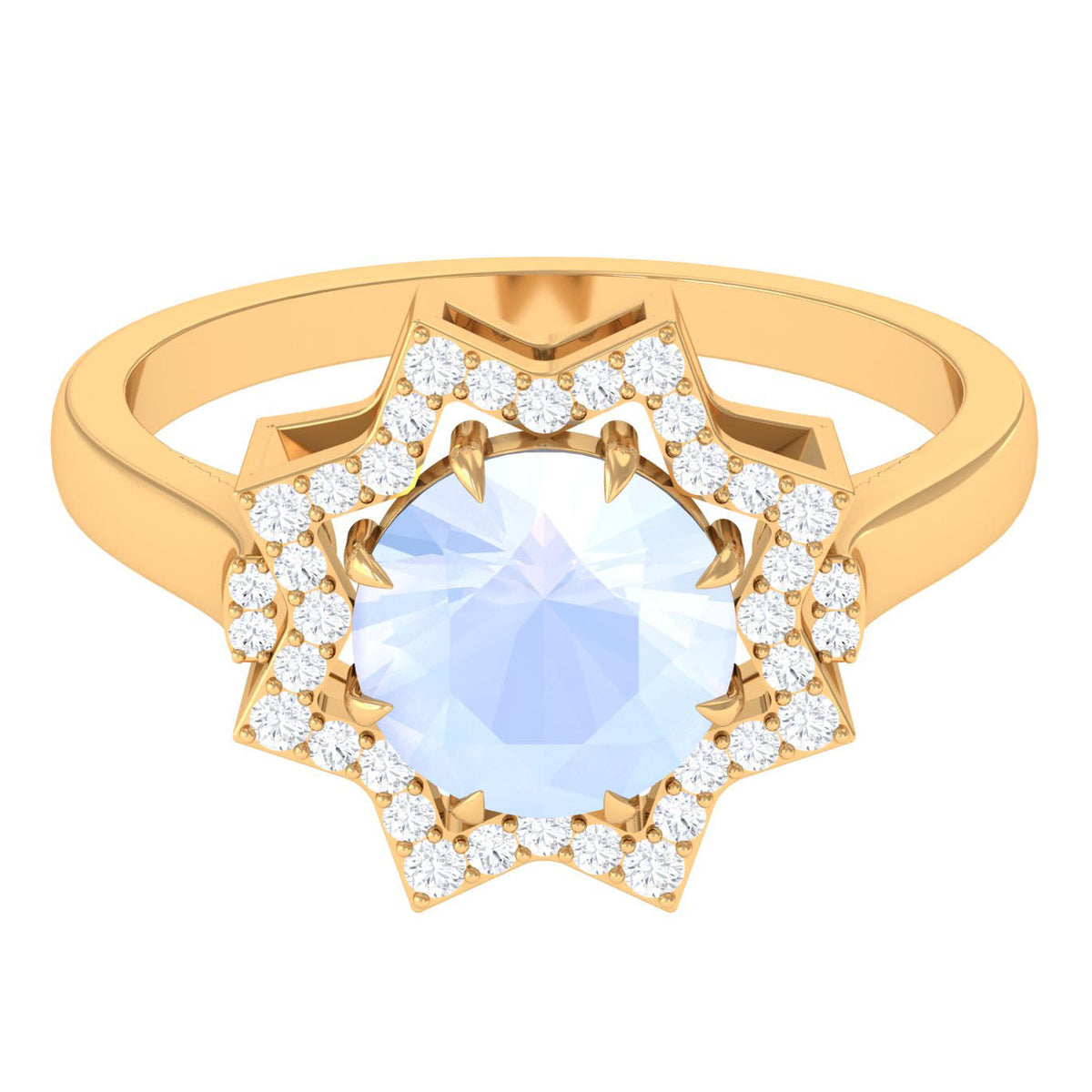 1.25 CT Moonstone Star Shape Engagement Ring with Diamond