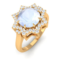 1.25 CT Moonstone Star Shape Engagement Ring with Diamond