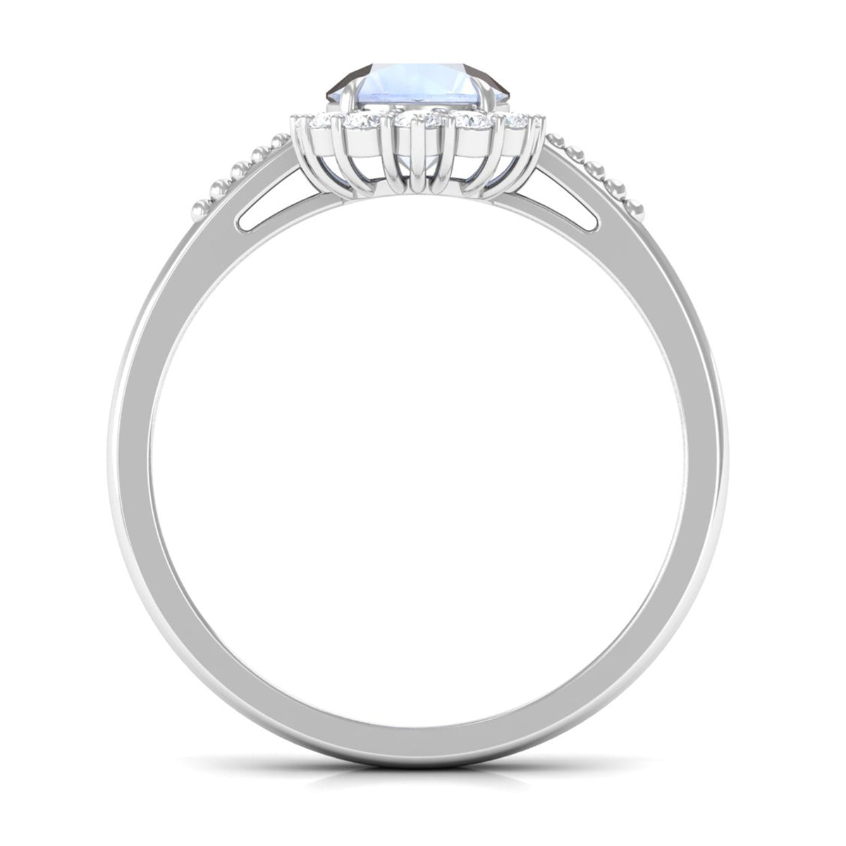 Rosec Jewels 3/4 CT natural moonstone engagement ring with diamond accent, featuring a sterling silver band and elegant design.
