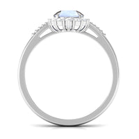 Rosec Jewels 3/4 CT natural moonstone engagement ring with diamond accent, featuring a sterling silver band and elegant design.
