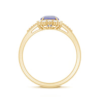 Natural Blue Tanzanite Engagement Ring with Diamond Halo