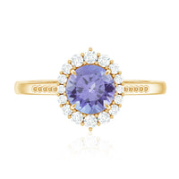 Natural Blue Tanzanite Engagement Ring with Diamond Halo