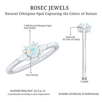 Real Ethiopian Rainbow Opal Diamond Promise Ring with Certificate