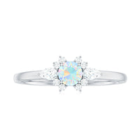 Real Ethiopian Rainbow Opal Diamond Promise Ring with Certificate