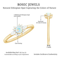 Real Ethiopian Rainbow Opal Diamond Promise Ring with Certificate