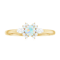 Real Ethiopian Rainbow Opal Diamond Promise Ring with Certificate