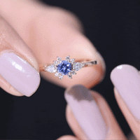 Real Tanzanite Promise Ring with Diamond