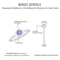 Real Tanzanite Promise Ring with Diamond