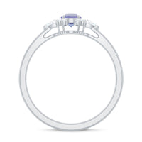 Real Tanzanite Promise Ring with Diamond