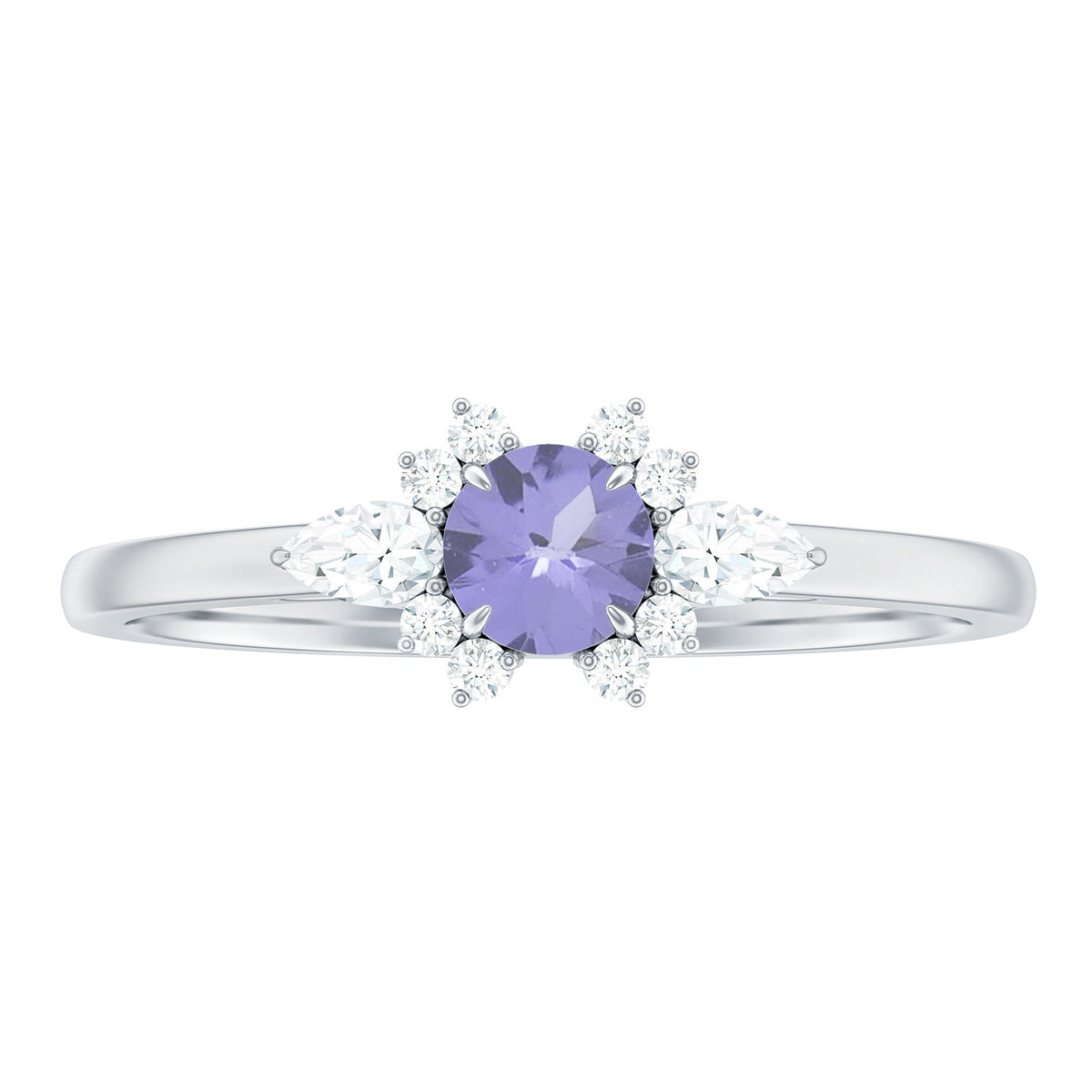 Real Tanzanite Promise Ring with Diamond