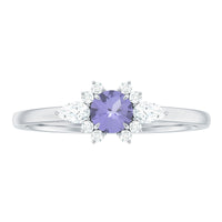 Real Tanzanite Promise Ring with Diamond