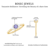Real Tanzanite Promise Ring with Diamond