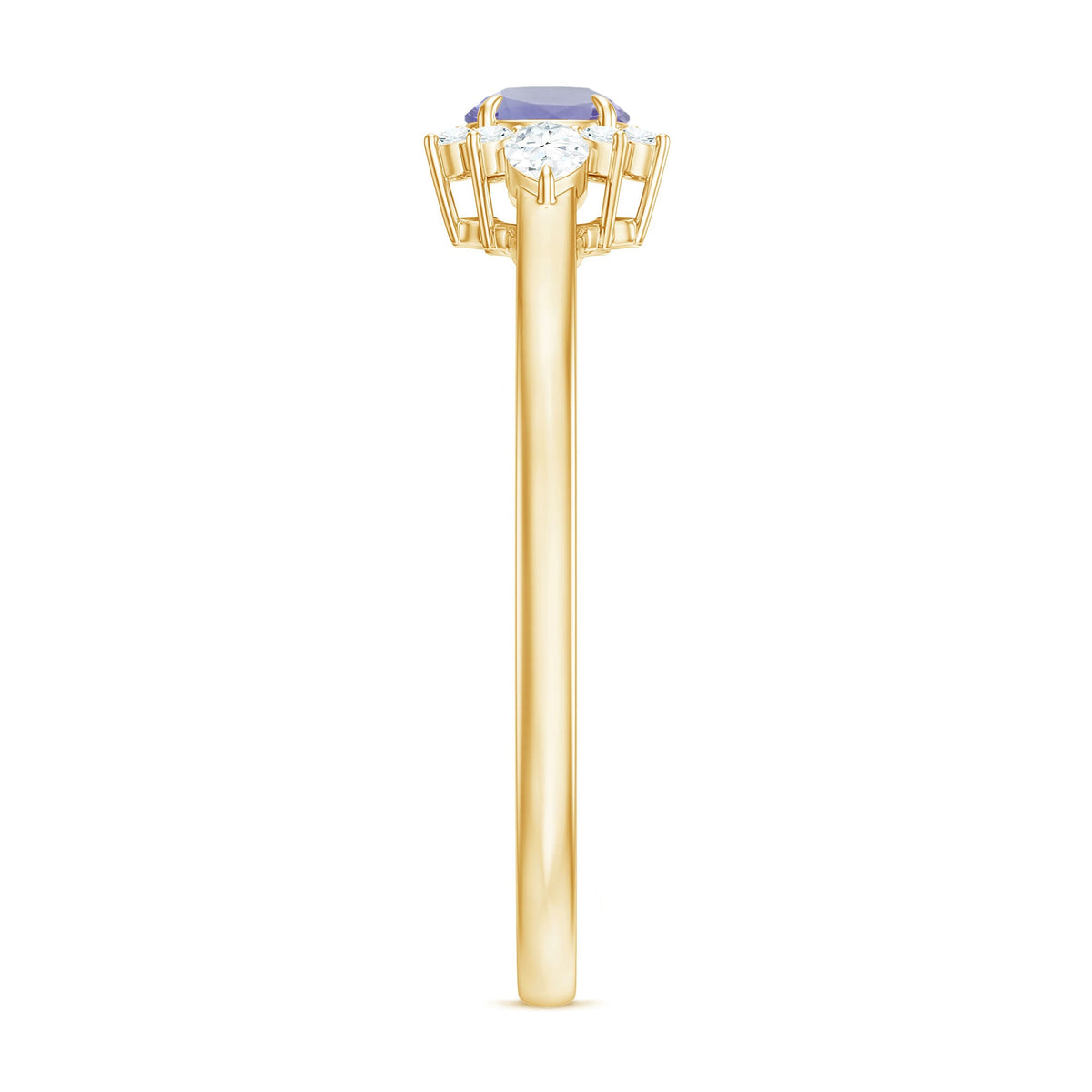 Real Tanzanite Promise Ring with Diamond