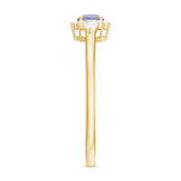 Real Tanzanite Promise Ring with Diamond