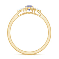 Real Tanzanite Promise Ring with Diamond