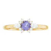 Real Tanzanite Promise Ring with Diamond