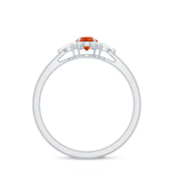 Claw Set Round Fire Opal and Diamond Promise Ring