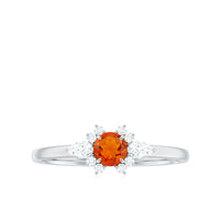 Claw Set Round Fire Opal and Diamond Promise Ring