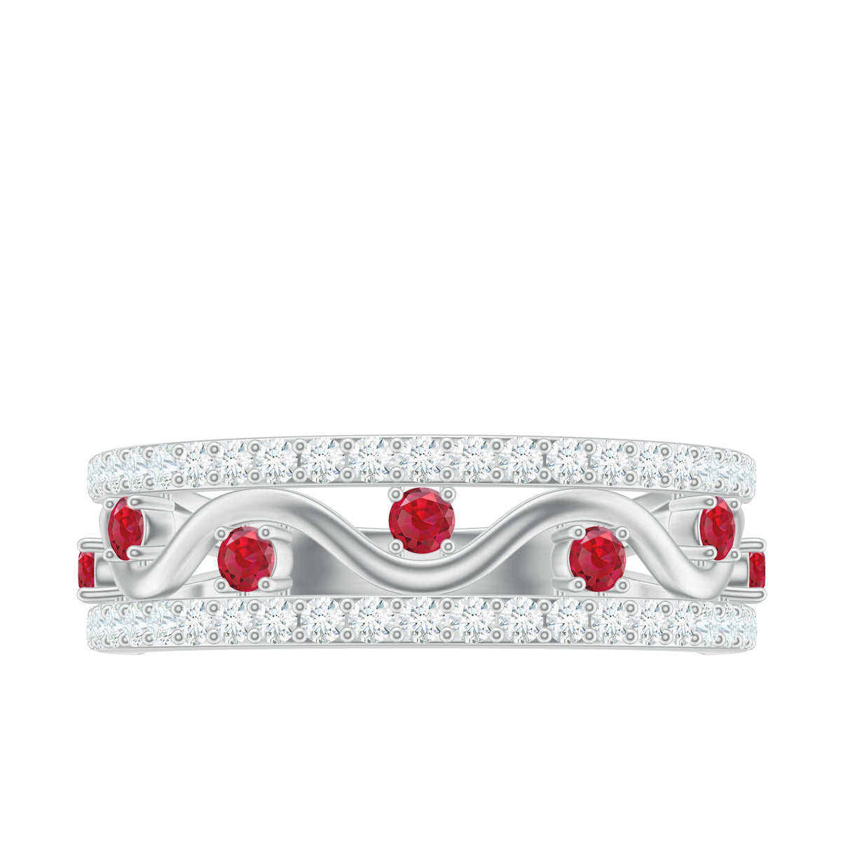 Lab Created Ruby and Diamond Designer Anniversary Band