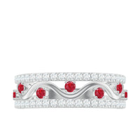 Lab Created Ruby and Diamond Designer Anniversary Band
