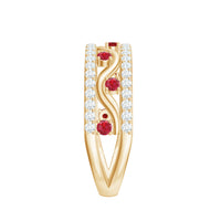 Lab Created Ruby and Diamond Designer Anniversary Band