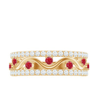 Lab Created Ruby and Diamond Designer Anniversary Band