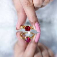 Solitaire 2 Carat Cushion Cut Lab Grown Ruby Engagement Ring