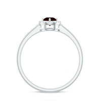Natural Garnet Promise Ring with Diamond Halo