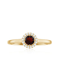 Natural Garnet Promise Ring with Diamond Halo