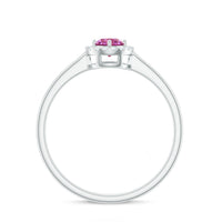 Pink Tourmaline Promise Ring with Diamond Halo