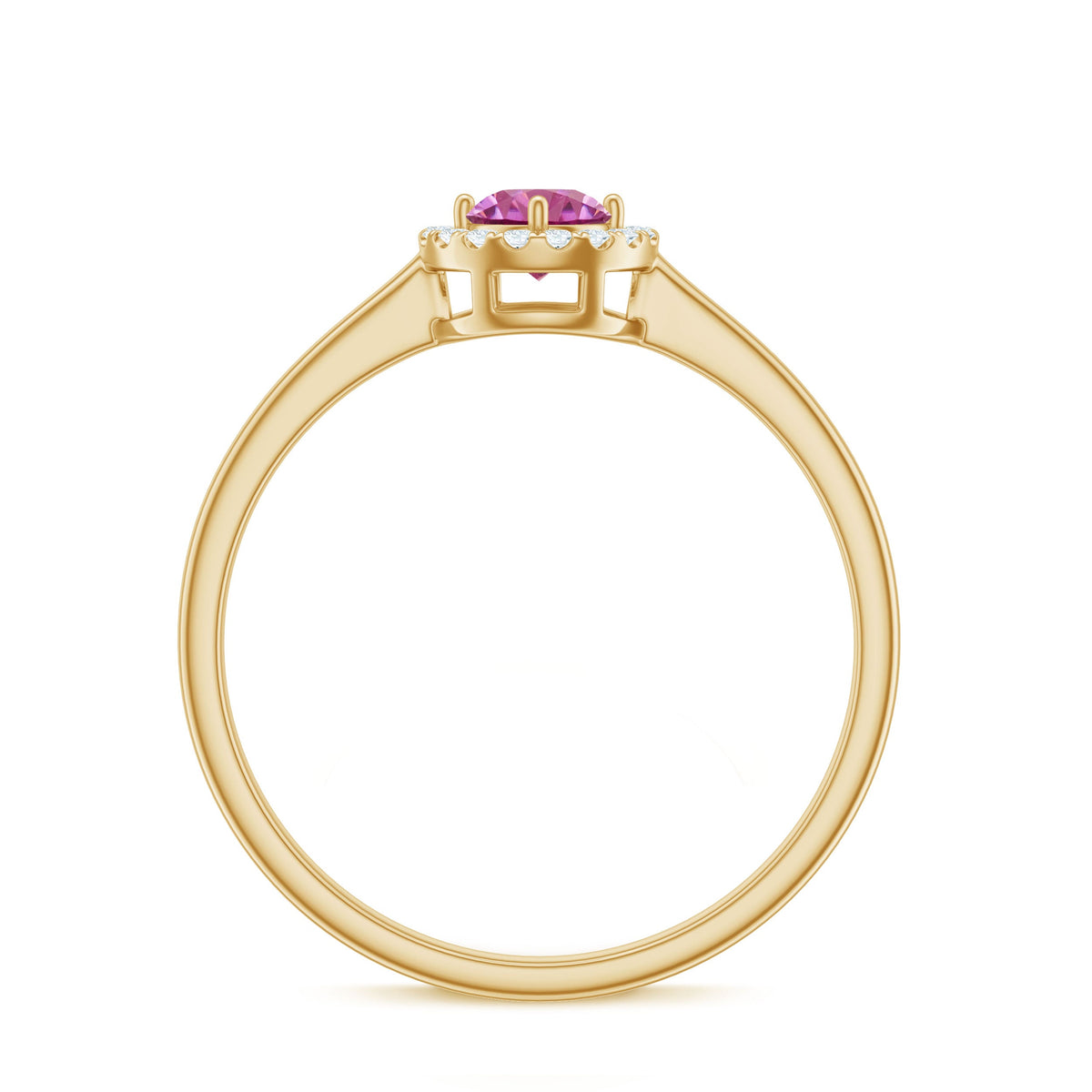 Pink Tourmaline Promise Ring with Diamond Halo