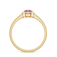 Pink Tourmaline Promise Ring with Diamond Halo
