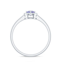 Genuine Tanzanite Promise Ring with Diamond Halo