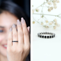 Certified Round Black Spinel Eternity Wedding Band