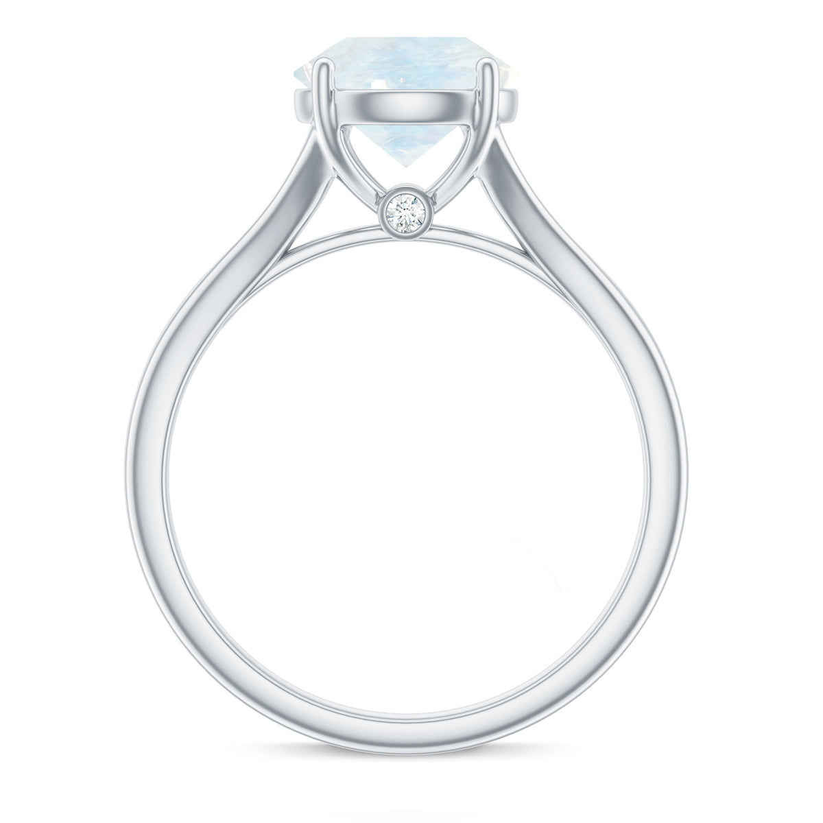 Natural moonstone solitaire ring with a surprise diamond accent, showcasing elegant jewelry design by Rosec Jewels.