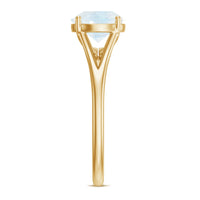 Natural moonstone solitaire ring with a hidden diamond accent, featuring a sleek band from Rosec Jewels.