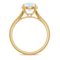 Natural moonstone solitaire ring with a surprise diamond accent, crafted by Rosec Jewels, showcasing a elegant gemstone design.