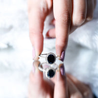 7X9mm Oval Cut Black Onyx Diamond Engagement Ring with Certificate