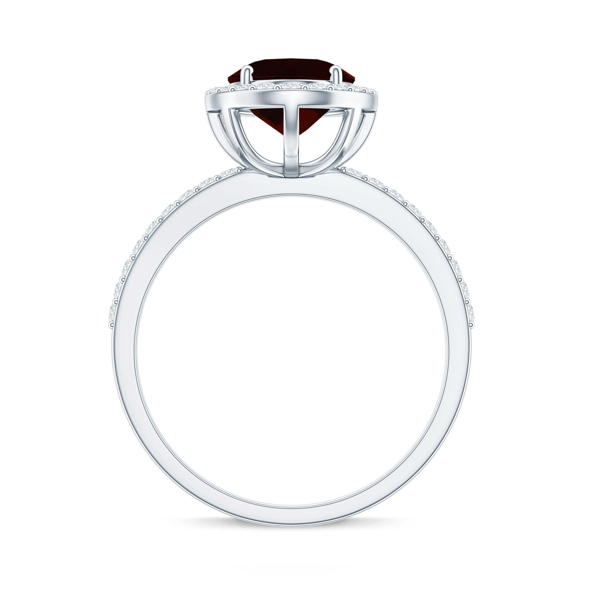 Certified Real 8X10mm Garnet Oval Engagement Ring with Diamond Halo